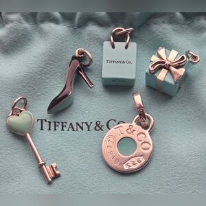 Tiffany & Co. Blue Enamel Charm Lot High Heel Key Shopping Bag Gift Box 1837